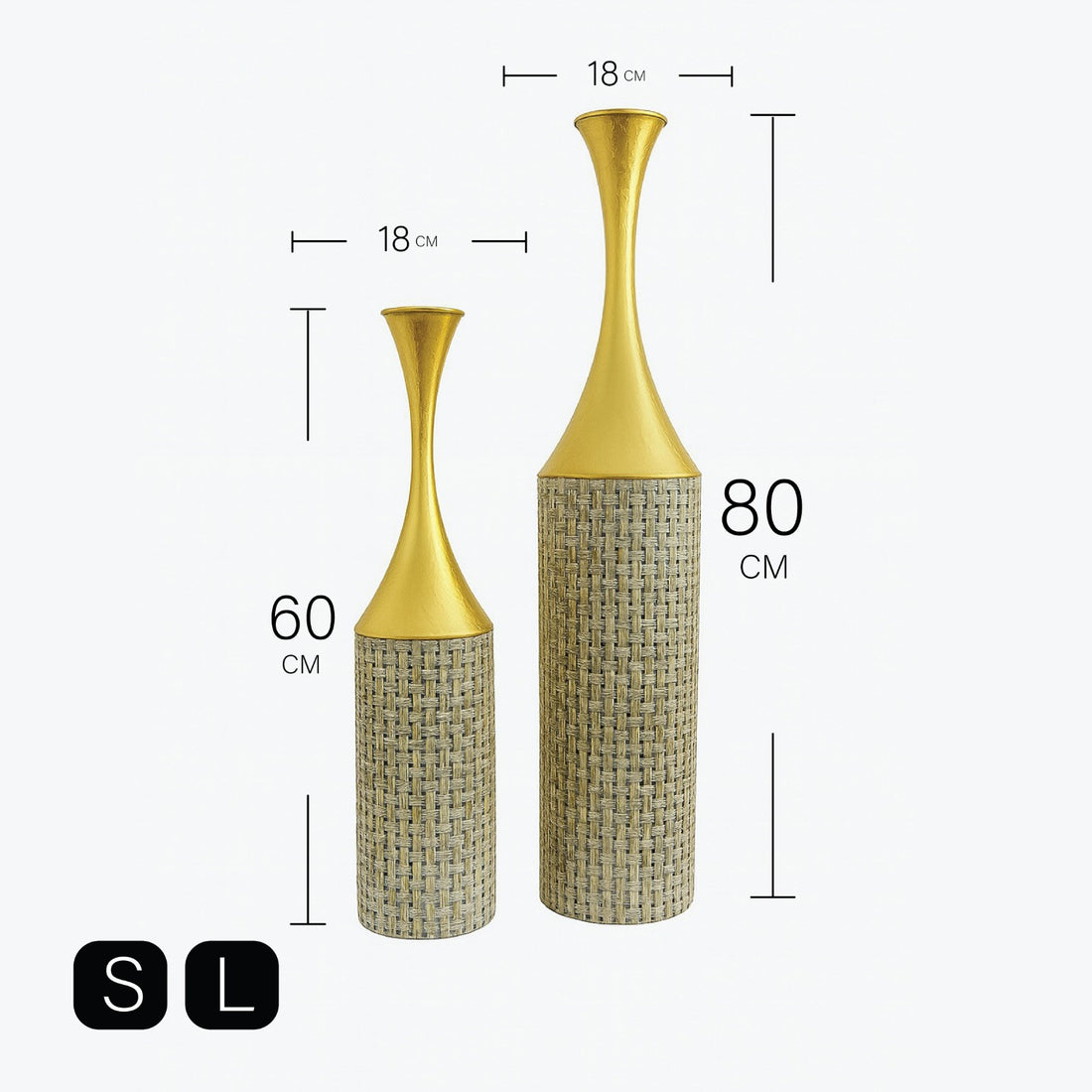 مزهرية معدنية طويلة مزخرفة